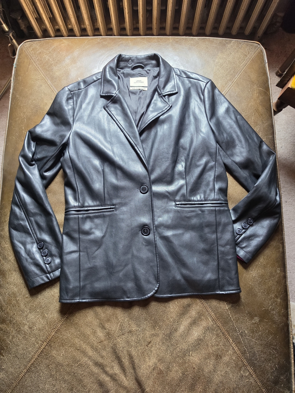 Urban Outfitters Black Faux Leather Blazer Jacket - Size XS
